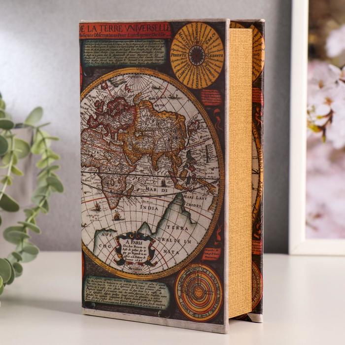 Сейф-книга дерево "Карта Колумба" кожзам 21х13х5 см