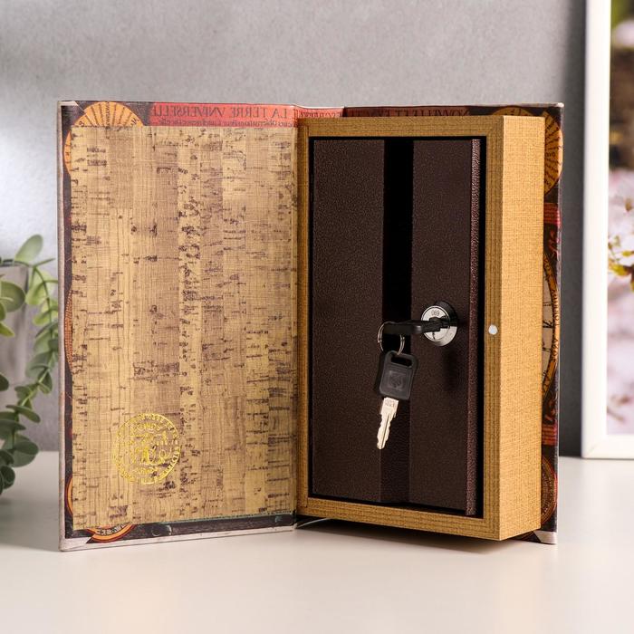 Сейф-книга дерево "Карта Колумба" кожзам 21х13х5 см