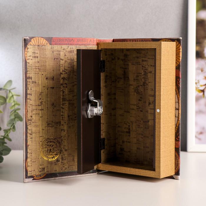 Сейф-книга дерево "Карта Колумба" кожзам 21х13х5 см