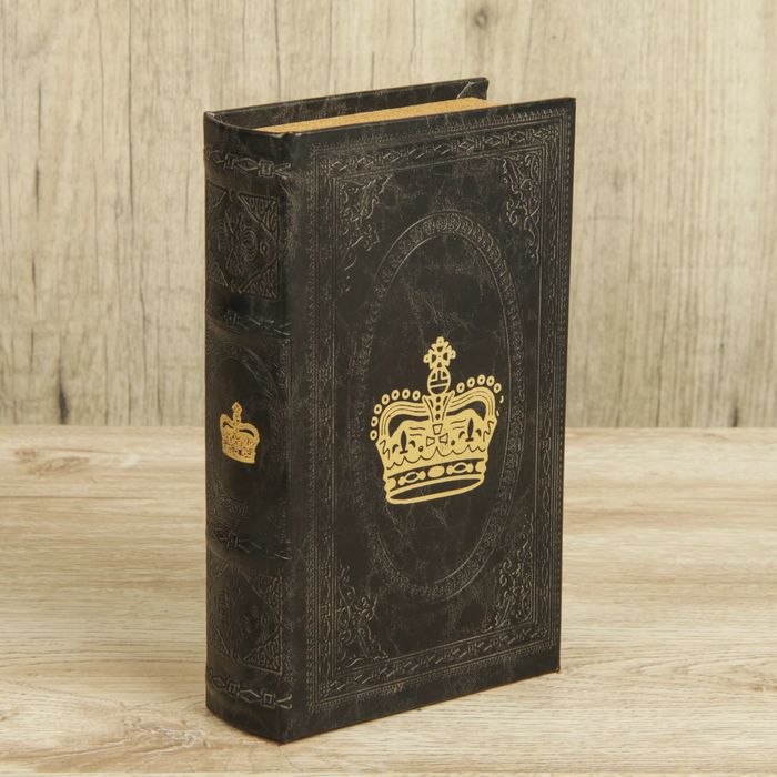 Шкатулка-книга дерево "Корона" кожзам 21х13х5 см