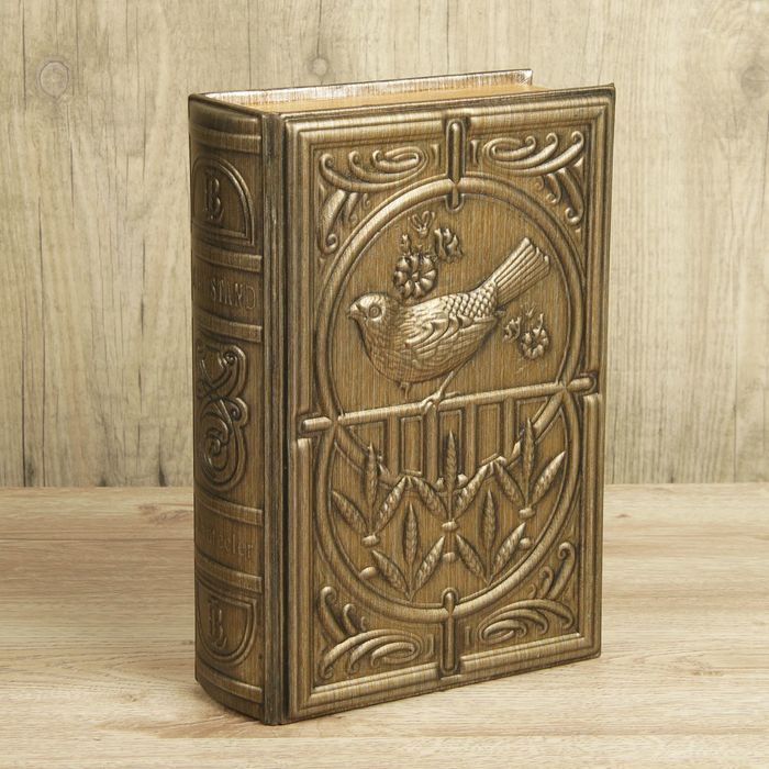 Шкатулка-книга дерево "Певчая птица" кожзам 28х19,5х9,5 см