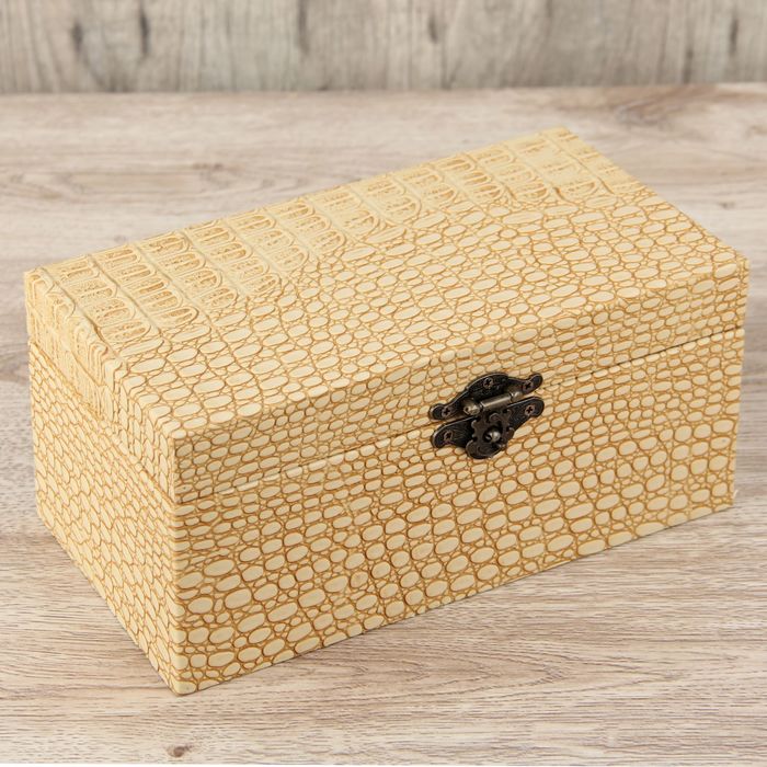 Шкатулка дерево "Кремовая" кожзам 24х14х12 см