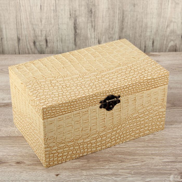 Шкатулка дерево "Кремовая" кожзам 29х15х18 см
