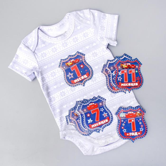 Наклейки для фотографирования (12 шт.) и карта достижений "Малыш", Тачки