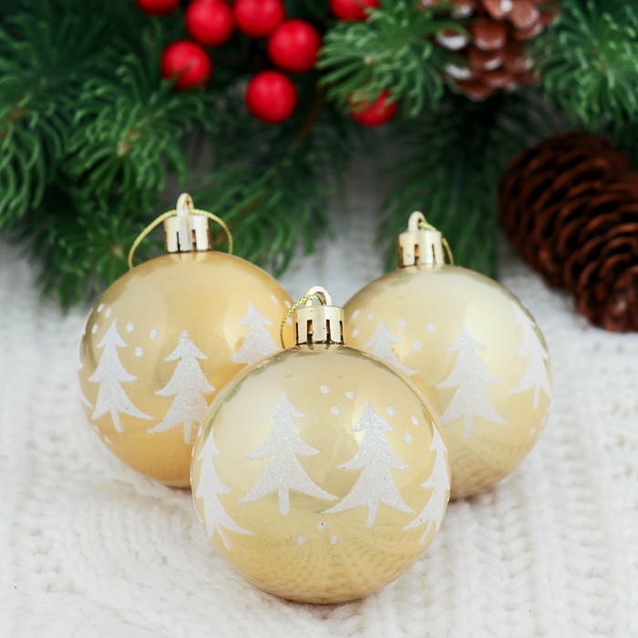 Новогодние шары "Капель" (набор 6 шт.), жёлтые