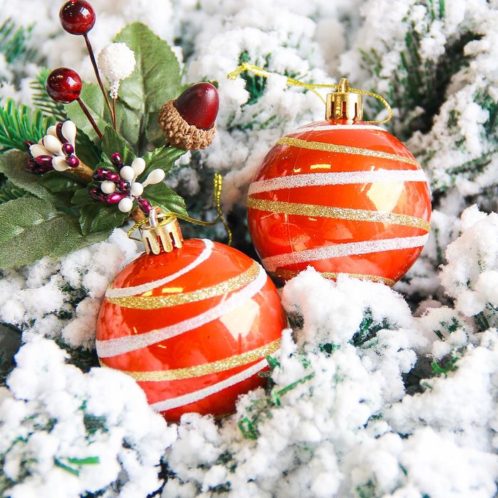 Новогодние шары "Орион" (набор 6 шт.), оранжевые