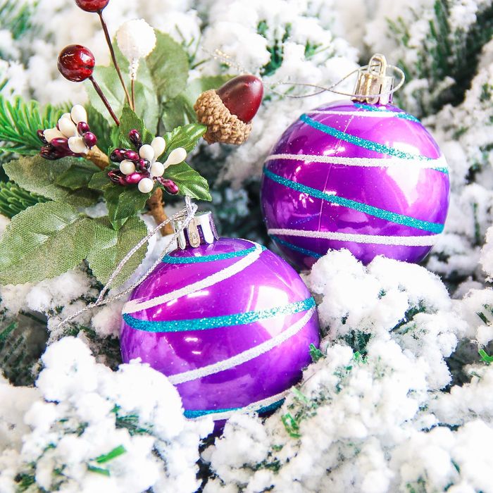 Набор шаров пластик d-6 см 6 шт "Орион" сиреневый