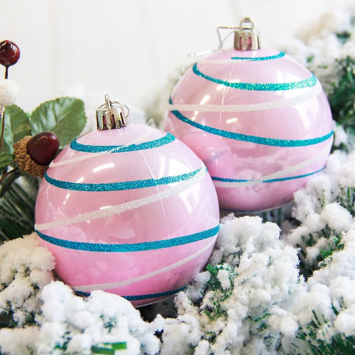 Новогодние шары "Орион" (набор 6 шт.), розовые