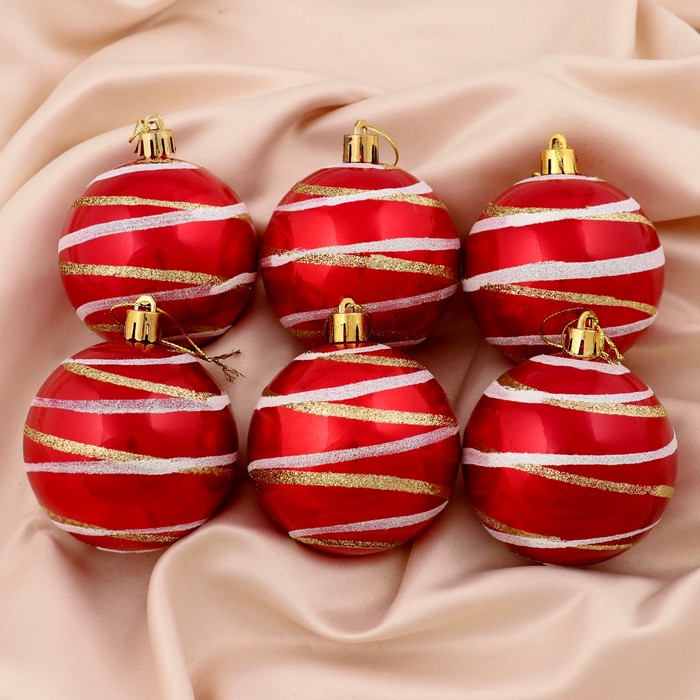 Новогодние шары "Орион" (набор 6 шт.), красные