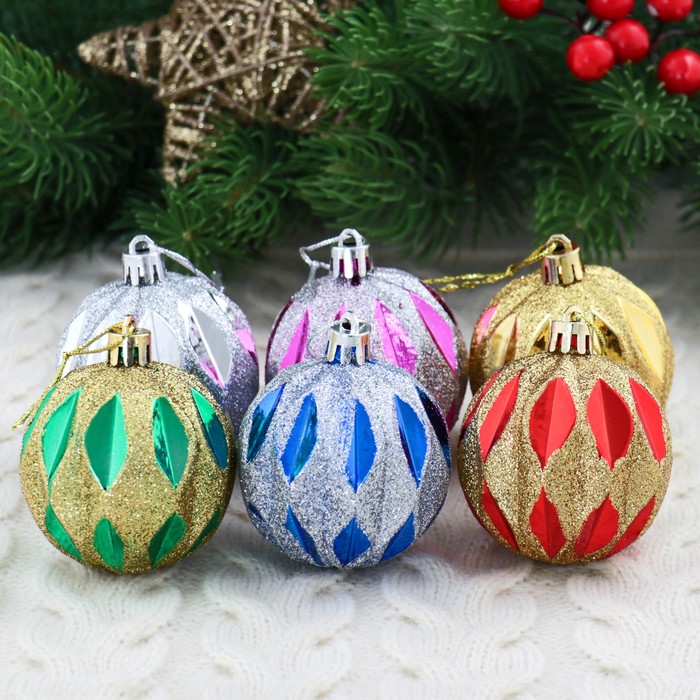 Набор шаров пластик d-6 см 6 шт "Амадеус" микс