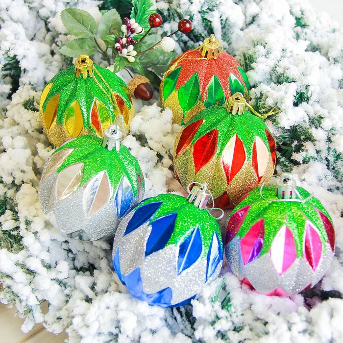 Набор шаров пластик d-7 см 6 шт "Амадеус" микс