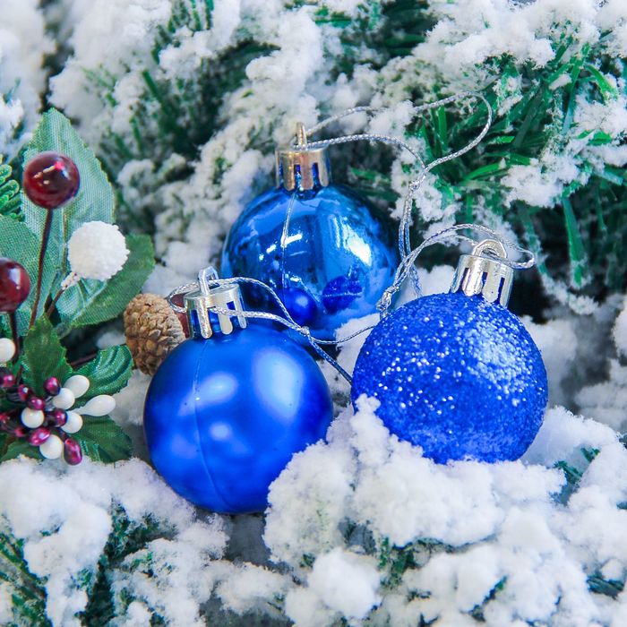 Набор шаров пластик d-4 см 12 шт "Анданте" синий