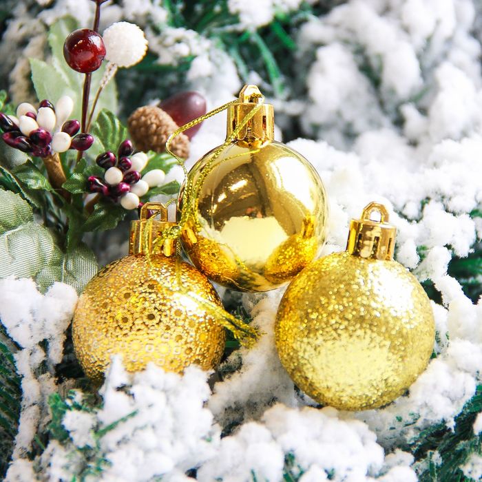Новогодние шары "Анданте" (набор 12 шт.), золотые