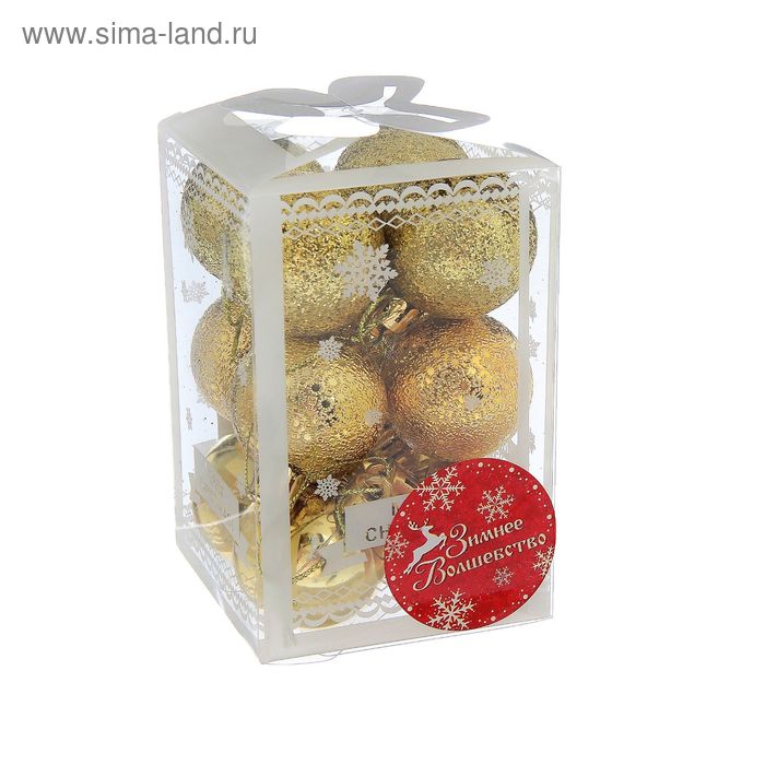 фото Набор шаров пластик d-4 см, 12 шт "анданте" золото зимнее волшебство