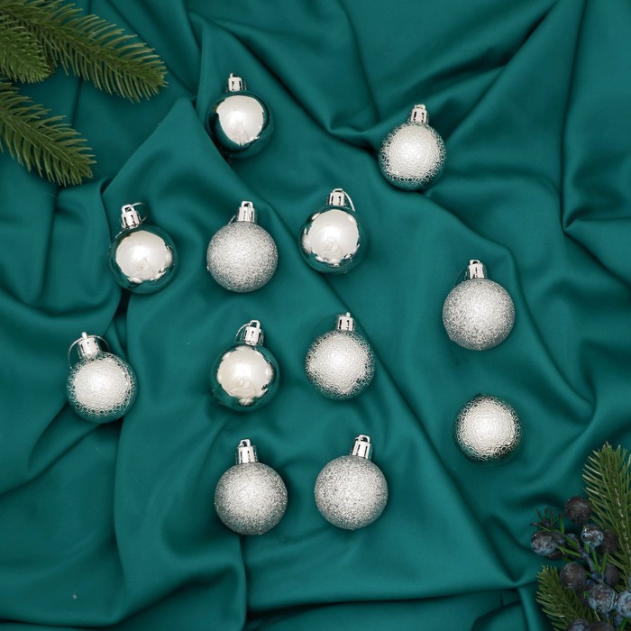 Новогодние шары "Анданте" (набор 12 шт.), серебро