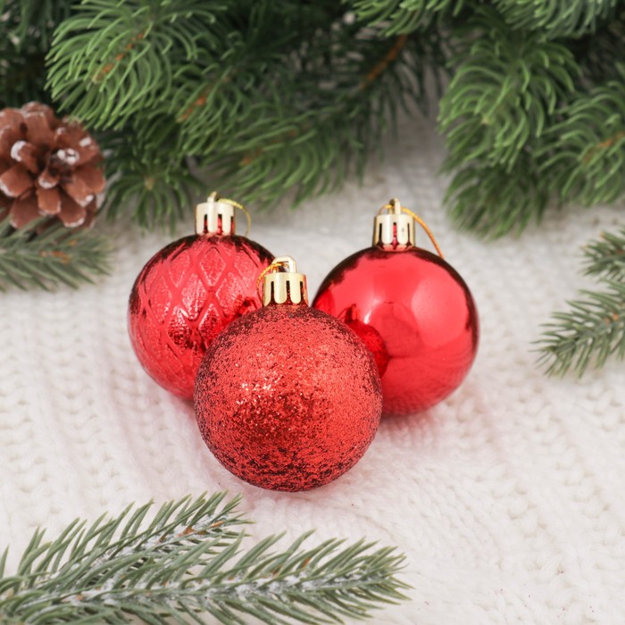 Новогодние шары "Анданте" (набор 12 шт.), красные