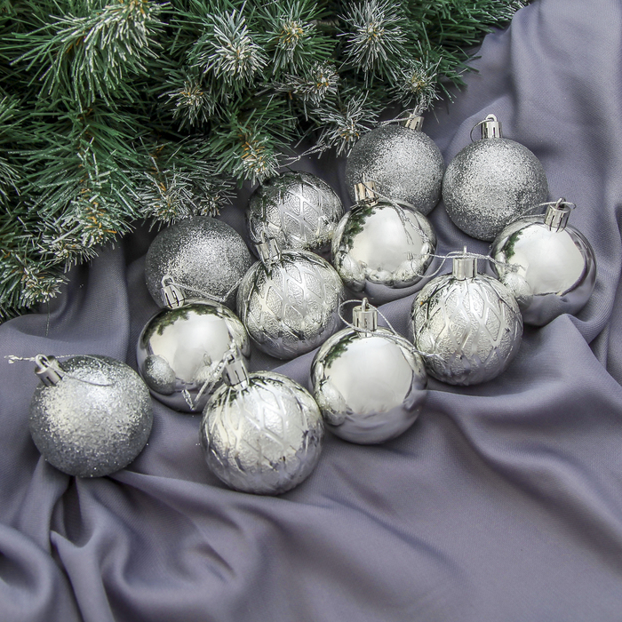 Новогодние шары "Анданте" (набор 6 шт.), серебро