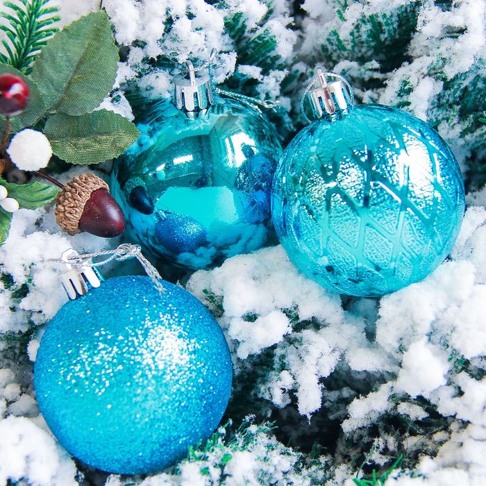 Набор шаров пластик d-6 см12 шт "Анданте" голубой