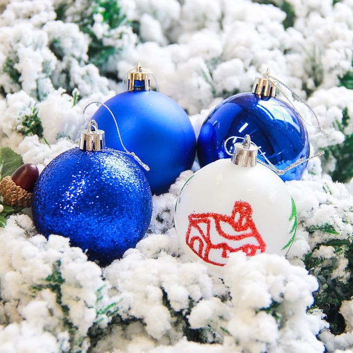 Набор шаров пластик d-6 см 16 шт "Кьюзо" синий