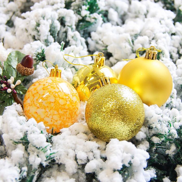 Новогодние шары "Фрэско" (набор 16 шт.), золотые
