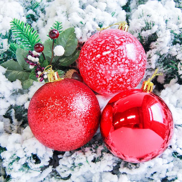 Новогодние шары "Фрэско" (набор 12 шт.), красные
