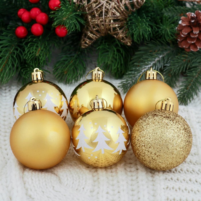 Новогодние шары "Грациозо" (набор 16 шт.), золотые