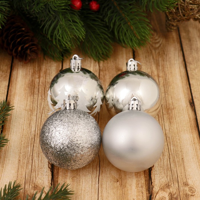 Новогодние шары "Грациозо" (набор 16 шт.), серебро