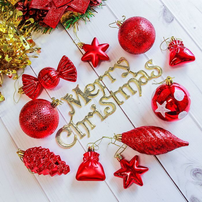 Ёлочные украшения "Виваче" (набор 28 шт.), красные