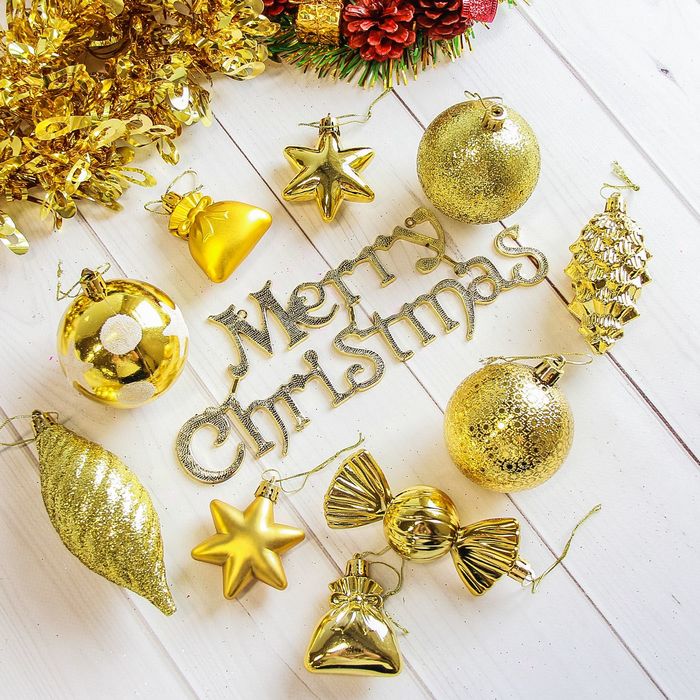 Ёлочные игрушки "Виваче" (набор 28 шт.), золотые