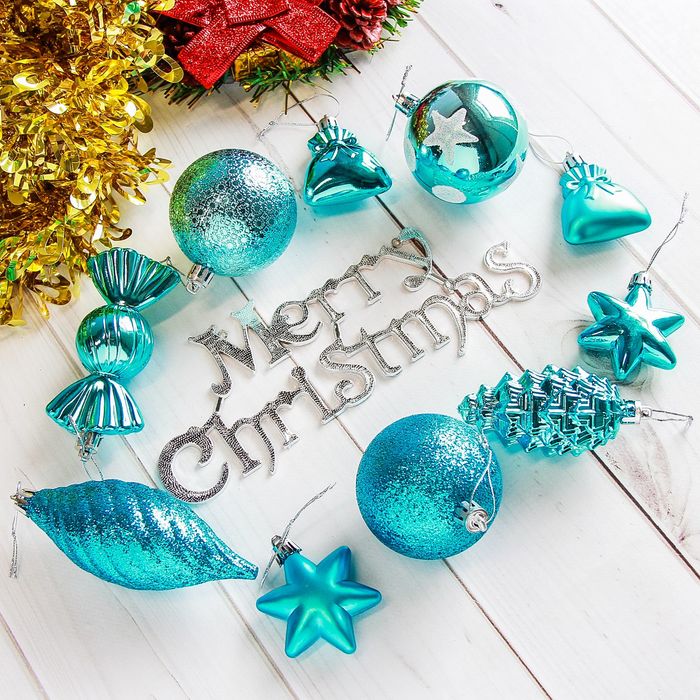 Набор украшений пластик 28 шт 20,5*27*7 см "Виваче" голубой