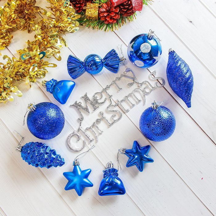 Набор украшений пластик 28 шт 20,5*27*7 см "Виваче" синий