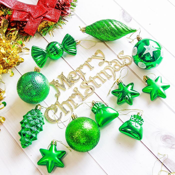 Ёлочные игрушки "Виваче" (набор 28 шт.), зелёные