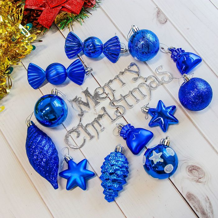 Набор украшений пластик 35 шт 23*28*5,5 см "Модэсто" синий