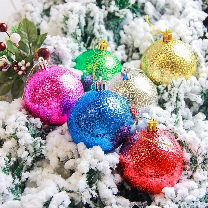 Набор шаров пластик d-7 см 9 шт "Юнона" в тубе микс