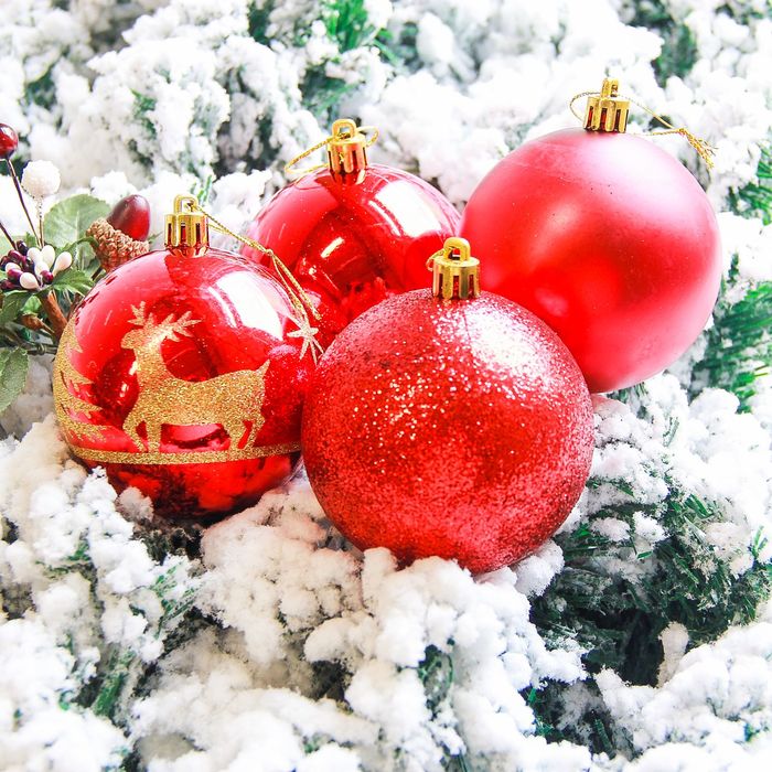 Новогодние шары "Ёлочки" (набор 6 шт.), красные