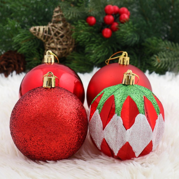Новогодние шары "Амадеус" (набор 6 шт.), красные