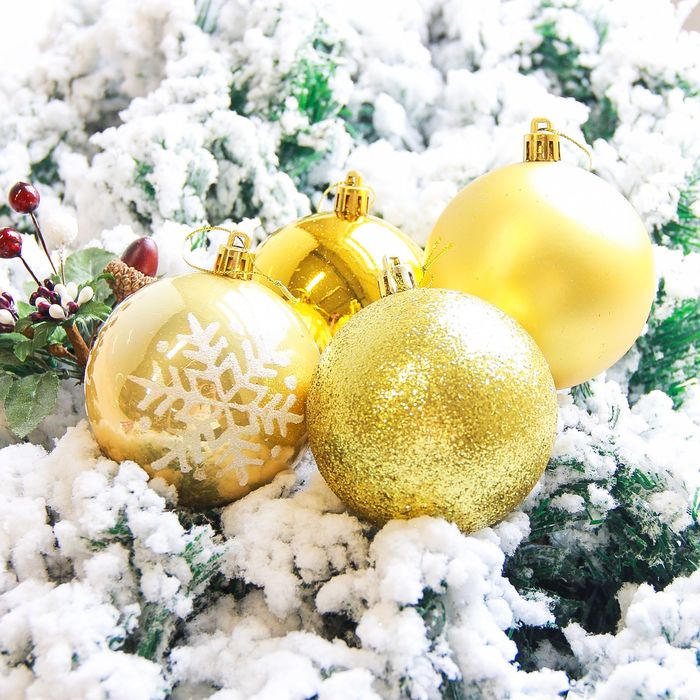 Новогодние шары "Капель" (набор 6 шт.), золотые, снежинка