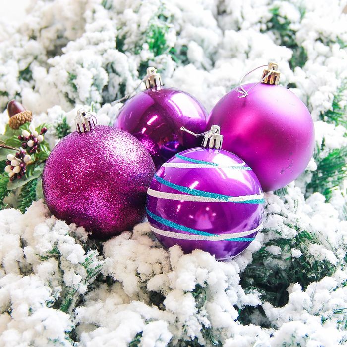 Набор шаров пластик d-8 см 6 шт "Орион" в тубе фиолет