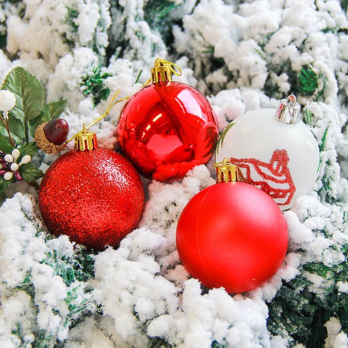 Новогодние шары "Кьюзо" (набор 12 шт.), красные