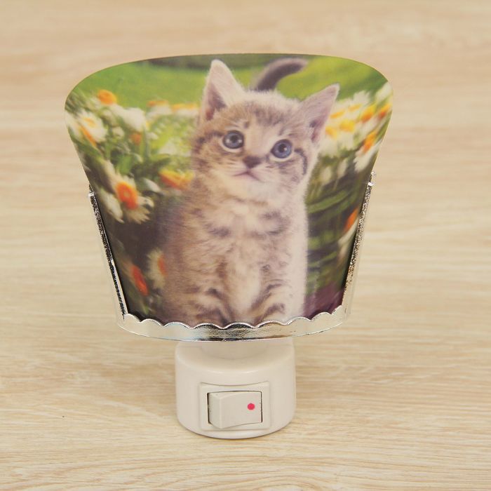 Ночник пластик "Котёнок" Е9 220В 12,5х9х6,5 см