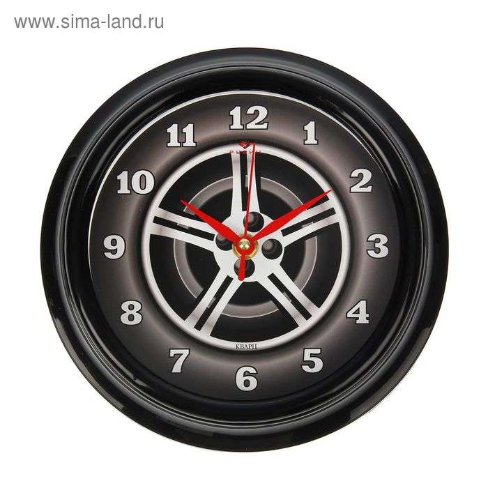 фото Часы настенные "колесо", "рубин", 21х21 см