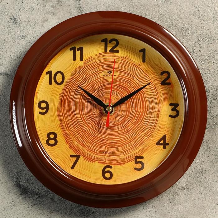 фото Часы настенные "срез дерева", "рубин", 21х21 см