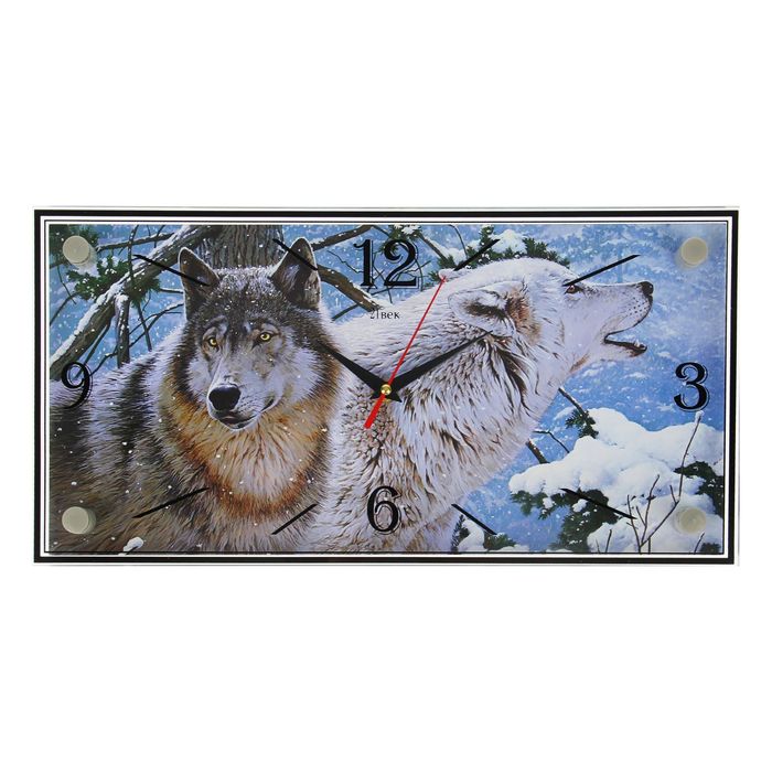 Часы настенные "Волки зимой", 19х39 см