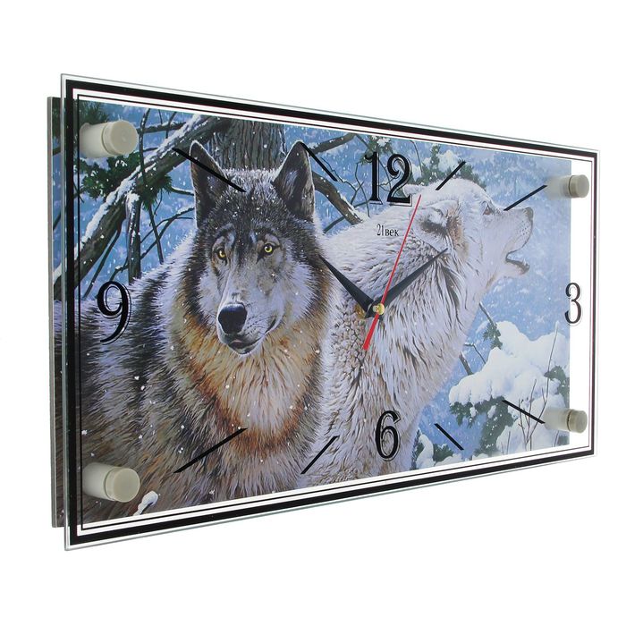 Часы настенные "Волки зимой", 19х39 см