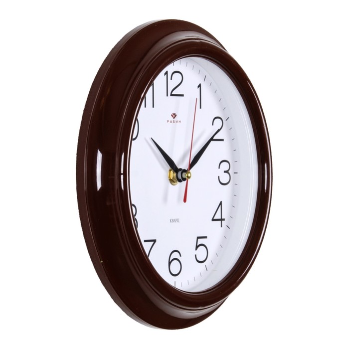 фото Часы настенные, интерьерные "рубин", d-21 см, коричневый корпус