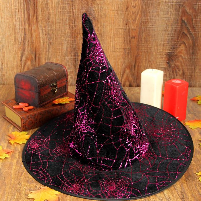 Карнавальная шляпа "Паутина", цвет фуксия