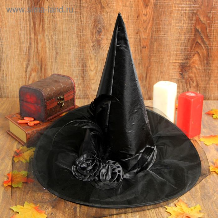 фото Карнавальная шляпа «ведьмочка», с фатой, цвет чёрный страна карнавалия