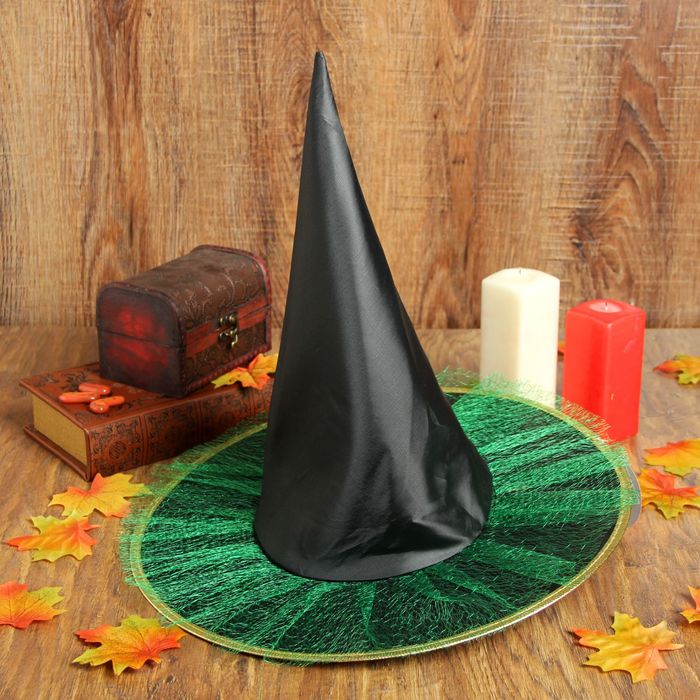 Карнавальная шляпа "Ведьмочка", цвет зеленый