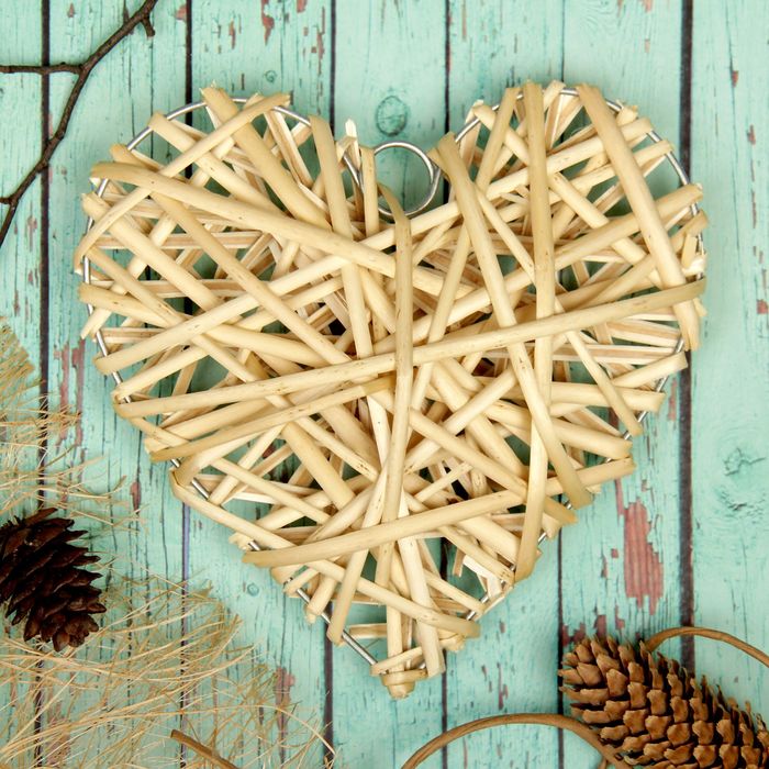 Основа для творчества и декорирования "Сердце" с подвесом, размер 1 шт 20*20 см, цвет бежев