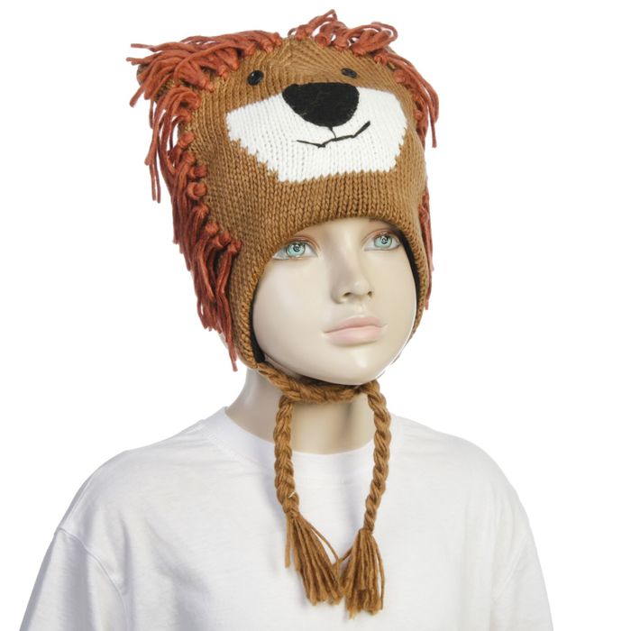 Шапка детская "Лёва" на завязках, р-р 52-54